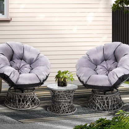 Outdoor Lounge Setting Furniture Wicker Papasan Chairs Table Patio Grey