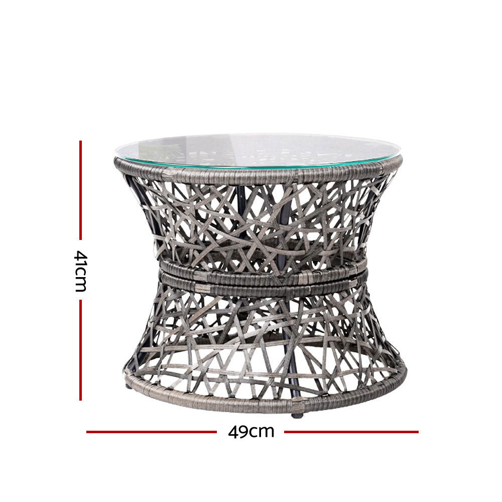 Outdoor Lounge Setting Furniture Wicker Papasan Chairs Table Patio Grey