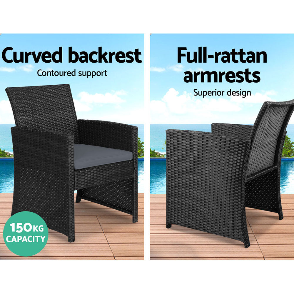 4 Piece Outdoor Wicker Sofa Set with Storage Cover - Black