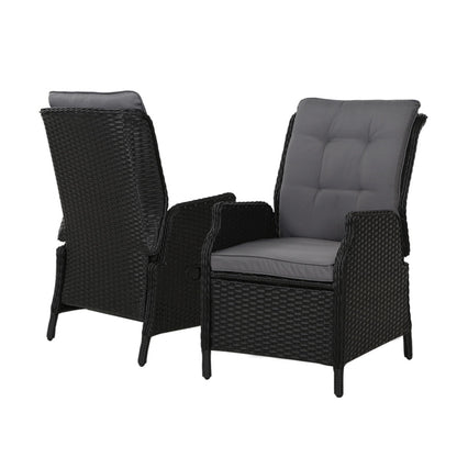 Outdoor Wicker Recliner Chair Sun lounge - Black