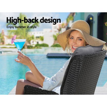 Outdoor Wicker Recliner Chair Sun lounge - Black