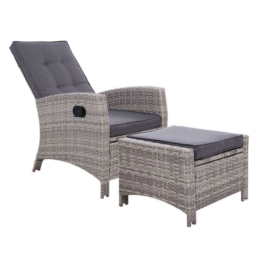 Wicker Recliner Chair Sun lounge - Grey