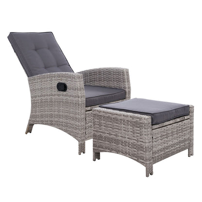 Wicker Recliner Chair Sun lounge - Grey