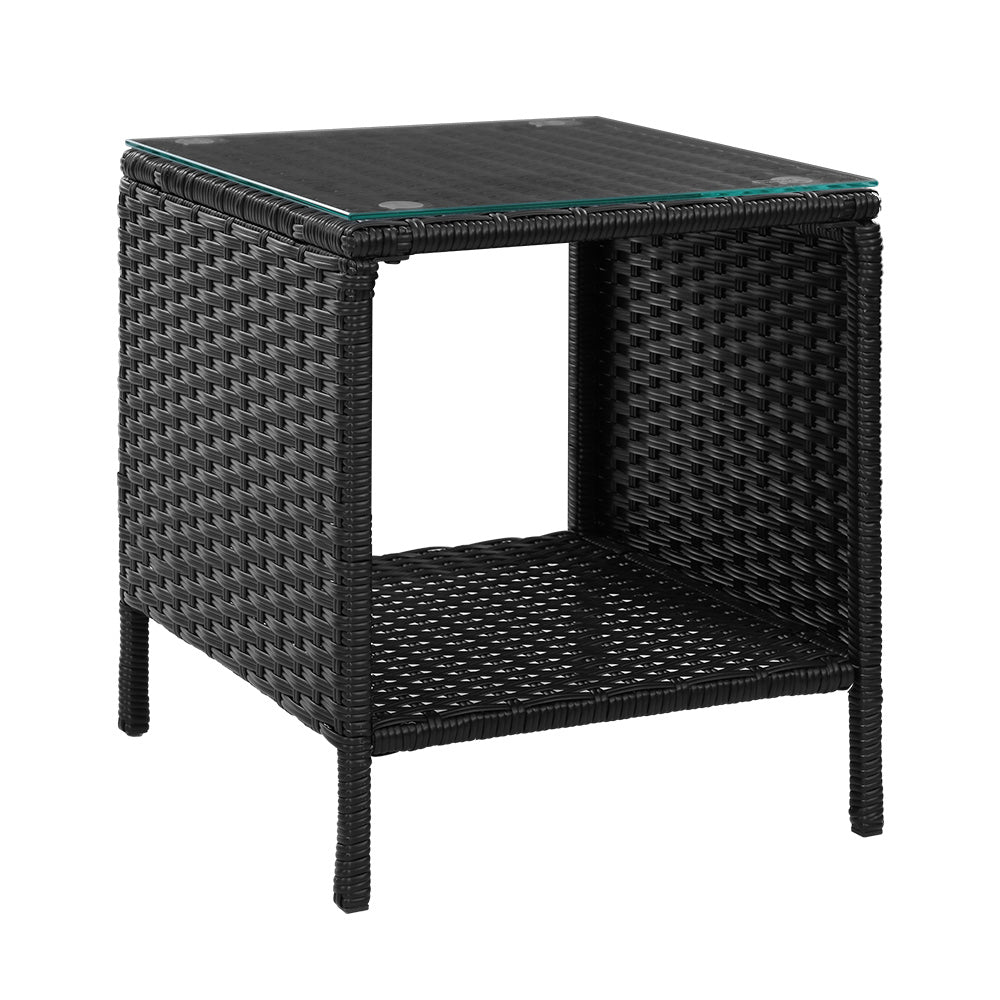 Outdoor Wicker Side Table - Black