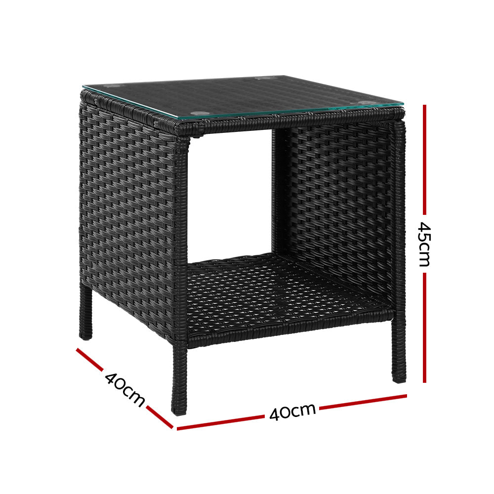 Outdoor Wicker Side Table - Black