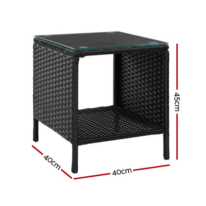Outdoor Wicker Side Table - Black