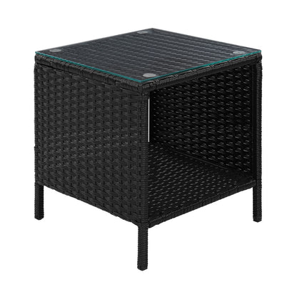 Outdoor Wicker Side Table - Black
