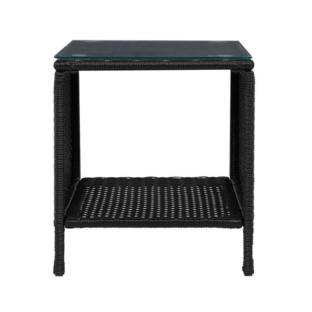 Outdoor Wicker Side Table - Black