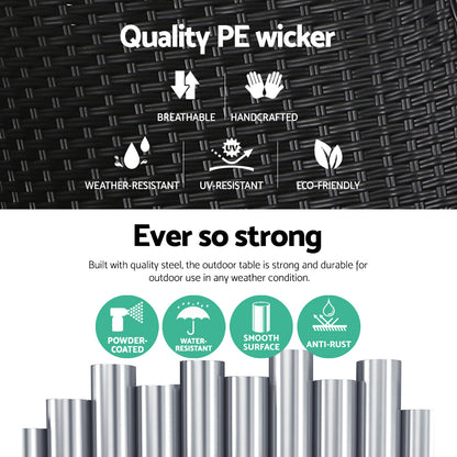 Outdoor Wicker Side Table - Black