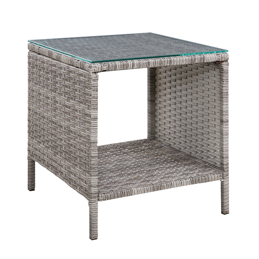 Outdoor Wicker Side Table - Grey