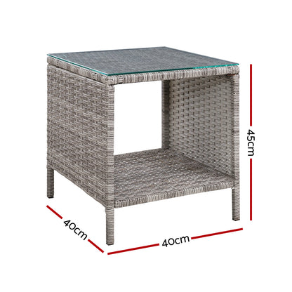 Outdoor Wicker Side Table - Grey