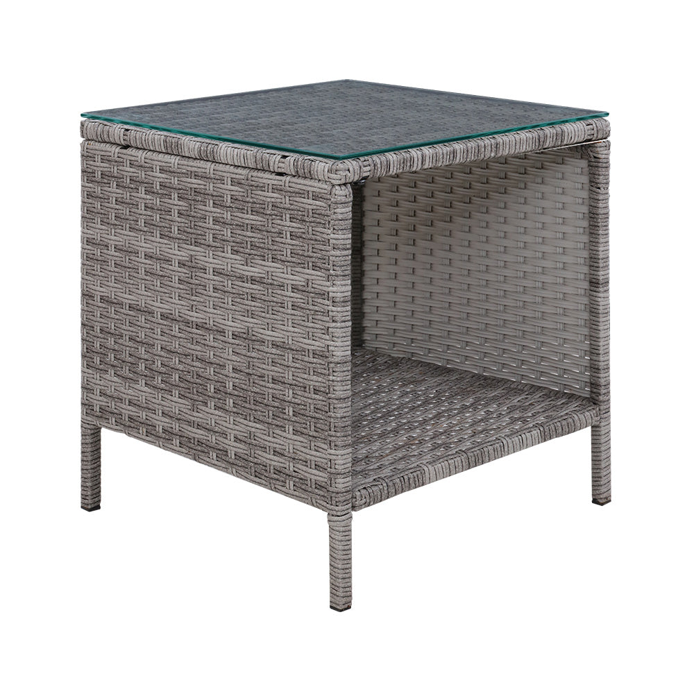 Outdoor Wicker Side Table - Grey