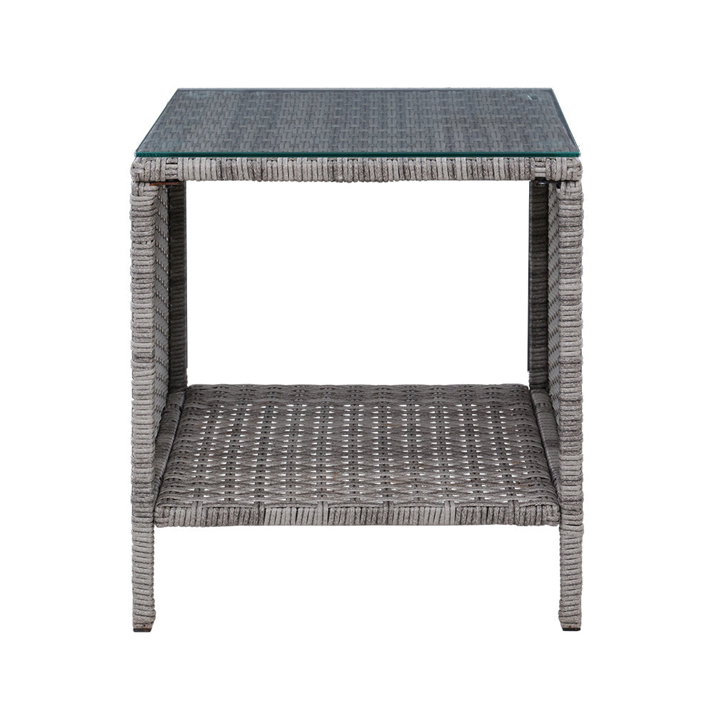 Outdoor Wicker Side Table - Grey