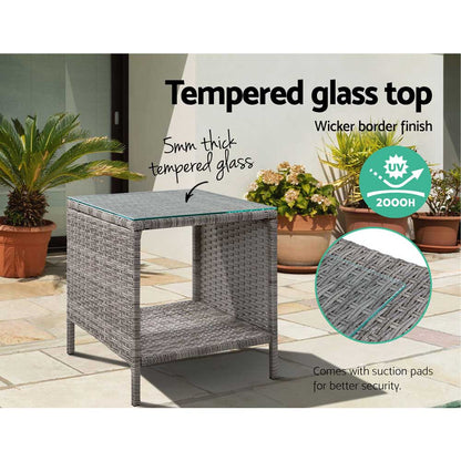 Outdoor Wicker Side Table - Grey