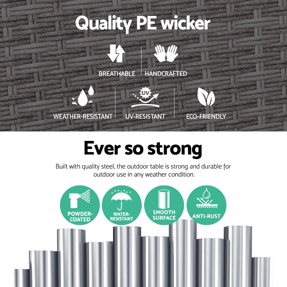 Outdoor Wicker Side Table - Grey