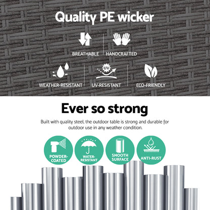 Outdoor Wicker Side Table - Grey