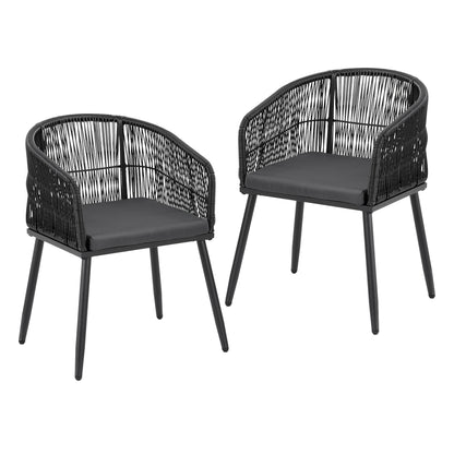 Gardeon 2PC Outdoor Dining Chairs Wicker Steel Black