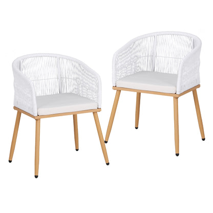 Gardeon 2PC Outdoor Dining Chairs Wicker Steel White