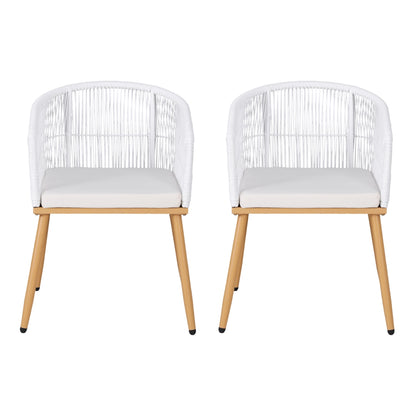 Gardeon 2PC Outdoor Dining Chairs Wicker Steel White