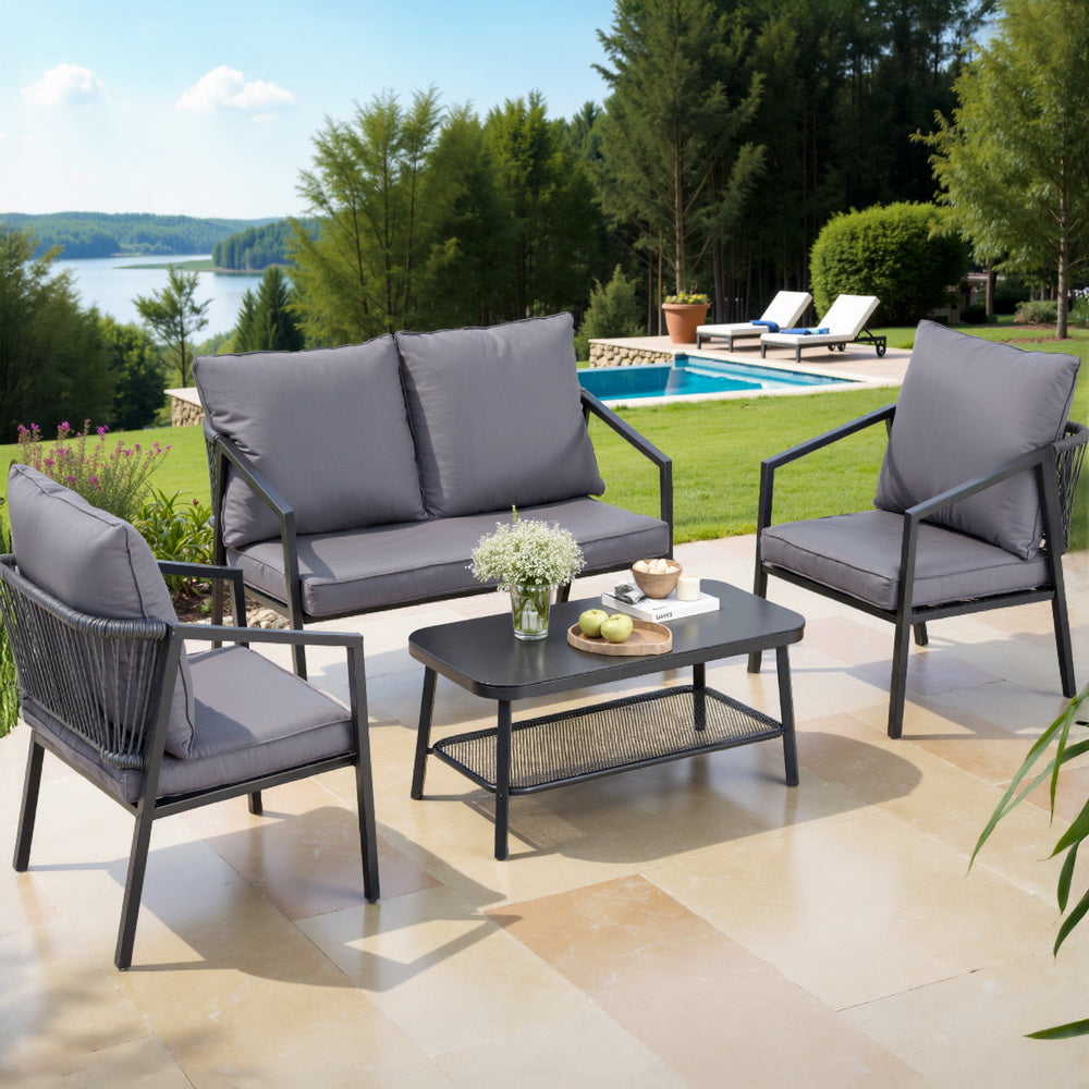4 Seater Outdoor Sofa Set 4PCS Table Chair Setting Patio Furniture
