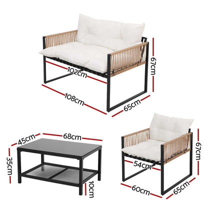 4 Seater Outdoor Sofa Set 4PCS Table Chair Set Garden Patio Furniture