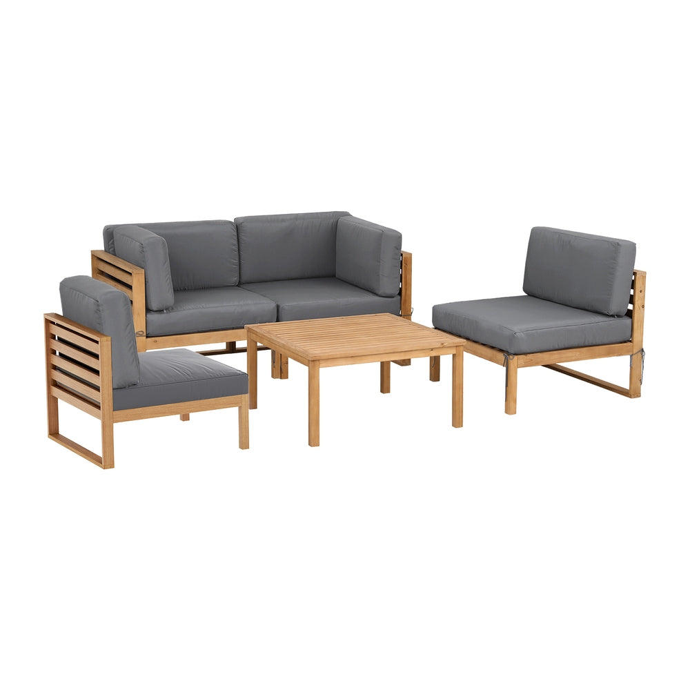 Outdoor Sofa Set Wooden Couch Lounge Setting 5PCS