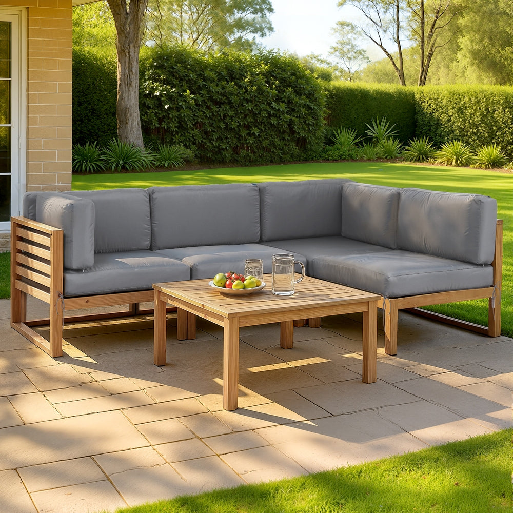 Outdoor Sofa Set Wooden Couch Lounge Setting 5PCS