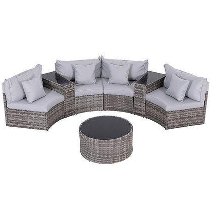 4 Seater Outdoor Sofa Set 7PCS Table Chair Set Garden Rattan Patio Furniture