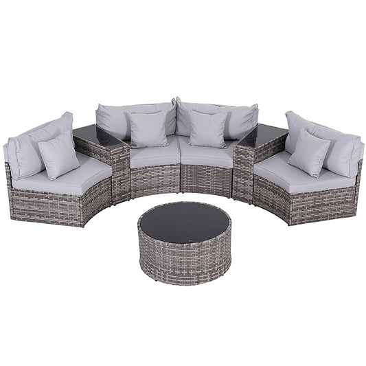 4 Seater Outdoor Sofa Set 7PCS Table Chair Set Garden Rattan Patio Furniture