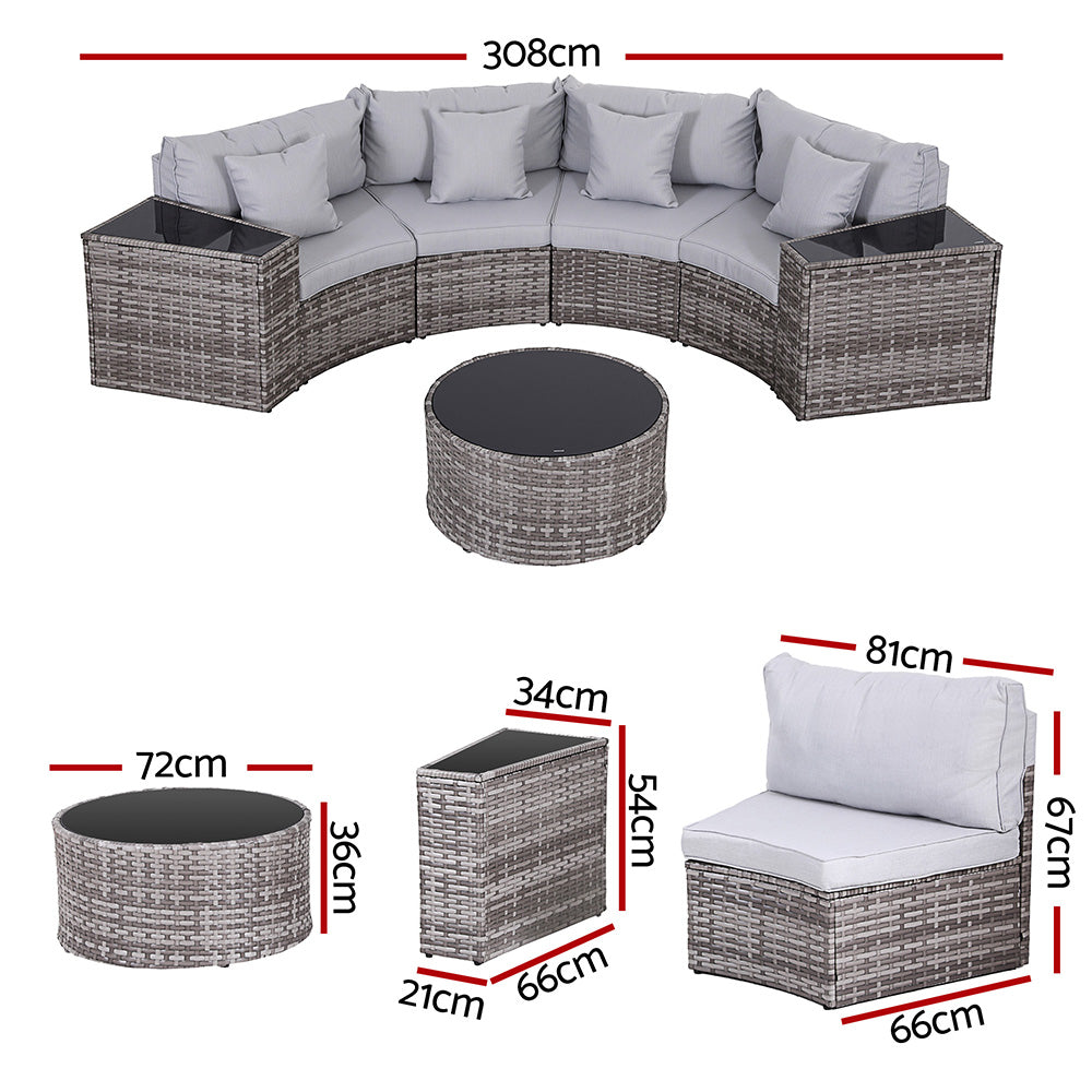 4 Seater Outdoor Sofa Set 7PCS Table Chair Set Garden Rattan Patio Furniture