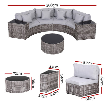 4 Seater Outdoor Sofa Set 7PCS Table Chair Set Garden Rattan Patio Furniture