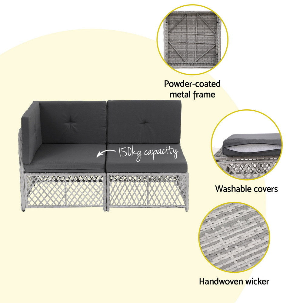 6 Seater Outdoor Sofa Set 7PCS Table Chair Set Garden Rattan Patio Furniture