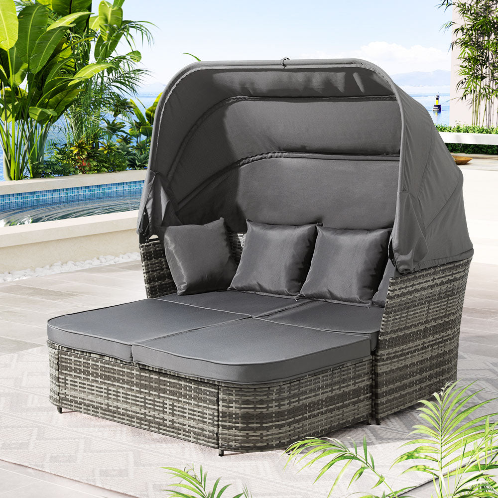 Outdoor Sun Lounge Setting Wicker Garden Day Bed