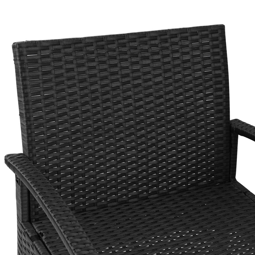 3PC Patio Furniture Bistro Set Wicker Outdoor Lounge Setting Black