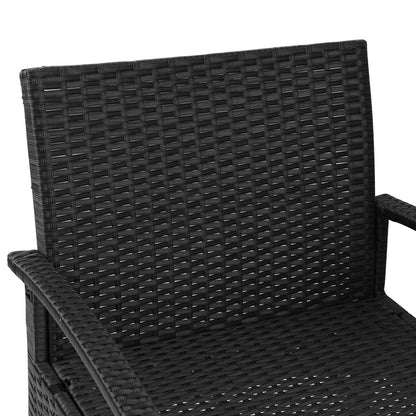 3PC Patio Furniture Bistro Set Wicker Outdoor Lounge Setting Black