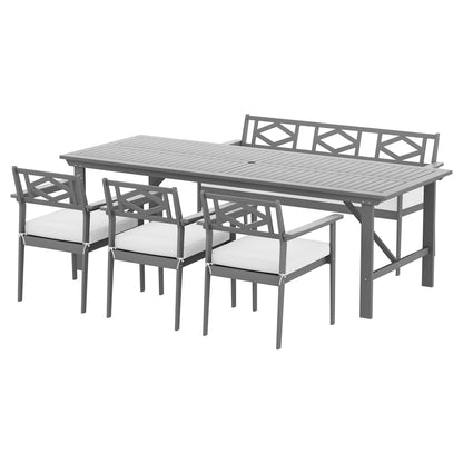 5 Piece Outdoor Dining Set Wooden Table Chairs Setting Grey