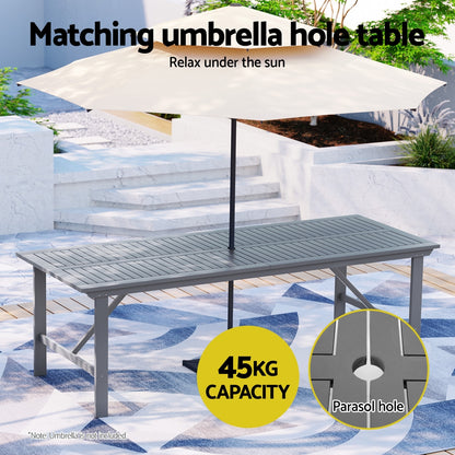 5 Piece Outdoor Dining Set Wooden Table Chairs Setting Grey