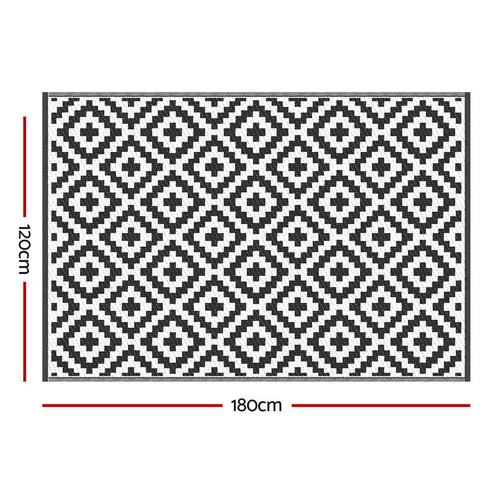 Outdoor Rugs 120x180cm Reversible Area Mat Dual-Sided Patio Rug - Cross