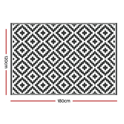 Outdoor Rugs 120x180cm Reversible Area Mat Dual-Sided Patio Rug - Cross
