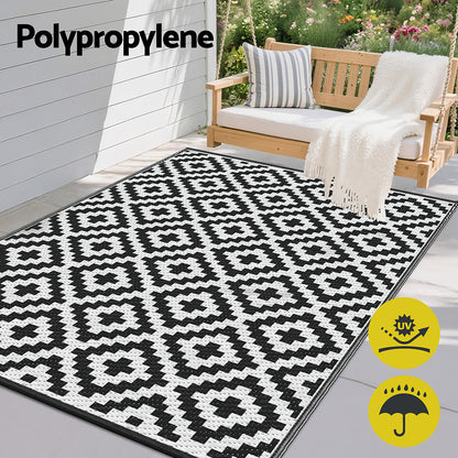 Outdoor Rugs 120x180cm Reversible Area Mat Dual-Sided Patio Rug - Cross