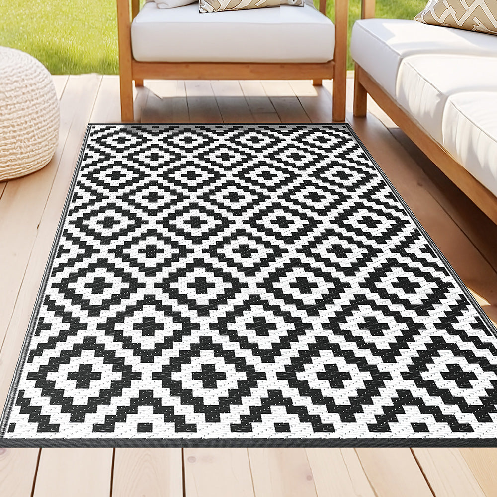 Outdoor Rugs 120x180cm Reversible Area Mat Dual-Sided Patio Rug - Cross