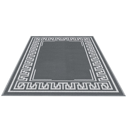 Outdoor Rugs 152x244cm Reversible Area Mat Dual-Sided Patio Rug - Greek Key