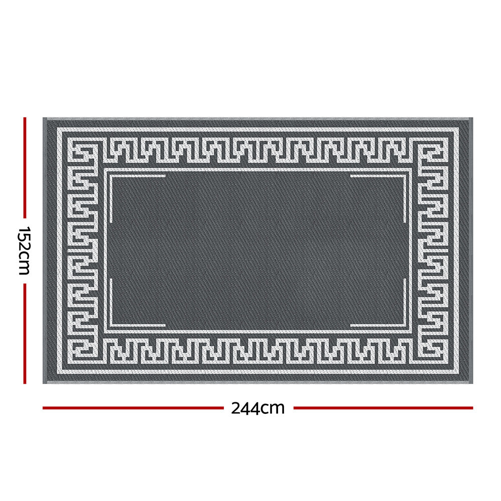 Outdoor Rugs 152x244cm Reversible Area Mat Dual-Sided Patio Rug - Greek Key