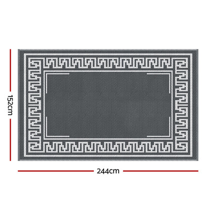 Outdoor Rugs 152x244cm Reversible Area Mat Dual-Sided Patio Rug - Greek Key