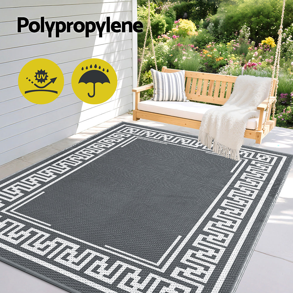Outdoor Rugs 152x244cm Reversible Area Mat Dual-Sided Patio Rug - Greek Key