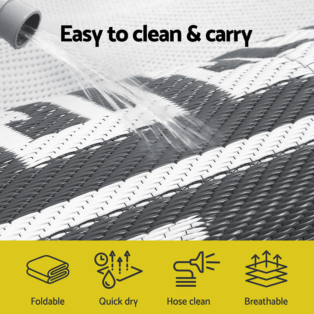 Outdoor Rugs 152x244cm Reversible Area Mat Dual-Sided Patio Rug - Greek Key