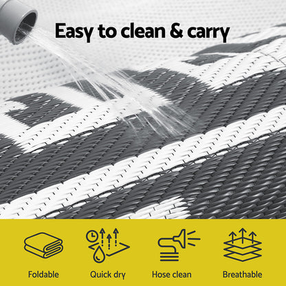 Outdoor Rugs 152x244cm Reversible Area Mat Dual-Sided Patio Rug - Greek Key