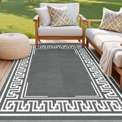 Outdoor Rugs 152x244cm Reversible Area Mat Dual-Sided Patio Rug - Greek Key