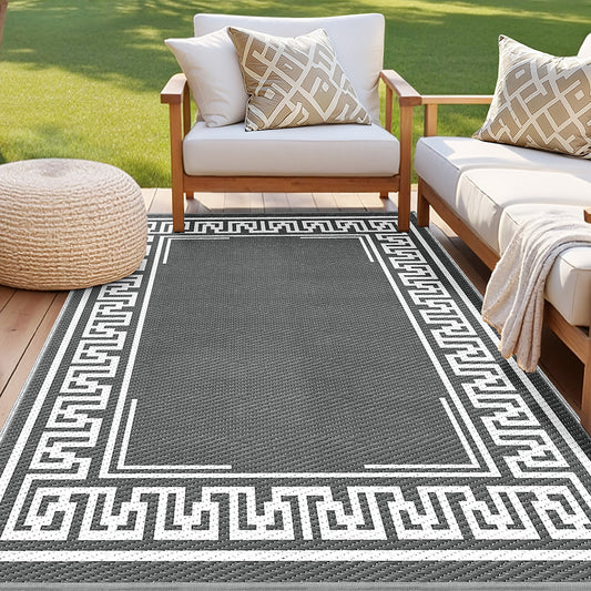 Outdoor Rugs 152x244cm Reversible Area Mat Dual-Sided Patio Rug - Greek Key