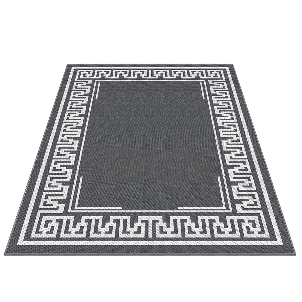 Outdoor Rugs 274x366cm Reversible Area Mat Dual-Sided Patio Rug - Greek Key